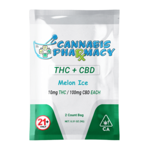 Cannabis Pharmacy THC Blend CBD Gummies | 100mg CBD + 10mg Delta 9 THC - Melon Ice - 2ct
