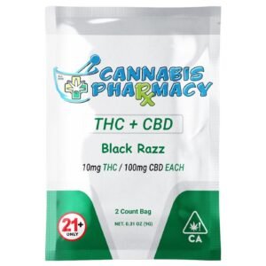 Cannabis Pharmacy THC Blend CBD Gummies | 100mg CBD + 10mg Delta 9 THC - Black Razz - 2ct
