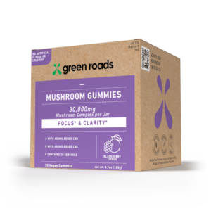 Green Roads | Mushroom Gummies - Focus & Clarity | Cordycep Mushroom Nootropics with 15mg of CBD - 30ct