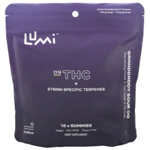 Lumi Labs | THC Gummies - Granddaddy Sour OG | 5mg D9 + 5mg Strain Specific Terpenes - 15ct