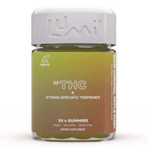Lumi Labs | THC Gummies - Sour Caramel Apple Kush | 5mg D9 + 5mg Strain Specific Terpenes - 30ct